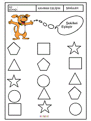 okul öncesi geometrik şekiileri eşleştirme çalışma sayfaları